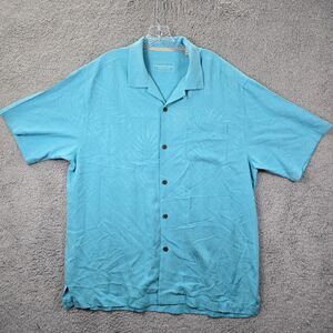 Tommy Bahama Men's BlueFloral Button Hawaiian Shirt Size Large Short Sleeve